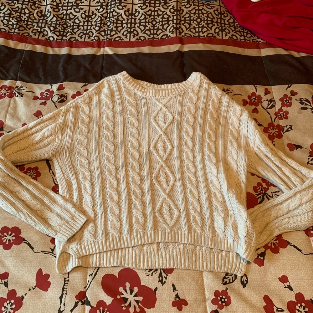 White knit sweater